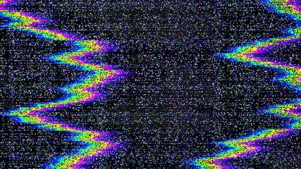 Glitch. Abstract shapes. Chaos. Pixel. Cyberpunk. Computer screen error. Digital design. Pixel noise. Virtual. TV signal fail. Futuristic. Glitch background. - obrazy, fototapety, plakaty