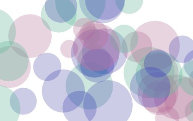 Multicolored translucent circles on a white background. Pink tones. 3D illustration