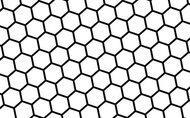 Black honeycomb on a white background. Perspective view on polygon look like honeycomb. Isometric geometry. 3D illustration