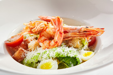 Delicious caesar with argentinian shrimps
