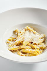 Delicious penne with cheese and truffle oil