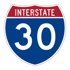 Interstate highway 30 road sign 