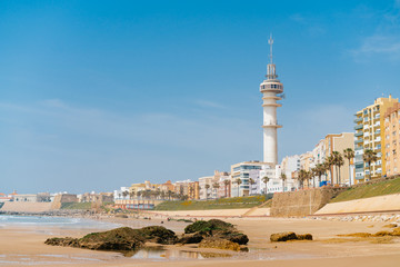 Landscape coastal city, ocean and lighthouse © mnelen.com