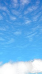 Blue sky background with white clouds. Cumulus white clouds in the clear blue sky in the morning. 3D illustration