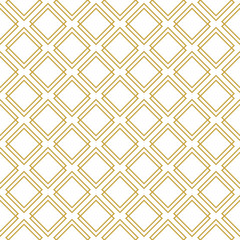 Seamless geometric vector pattern with diamond-shaped elements in gold color - 297318453