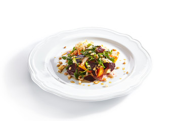 Salad with Beetroot, Cream Cheese, Orange and Pine Nuts