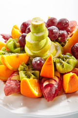 Fruit Plate with Orange Wedges, Apple, Grapes, Kiwi and Pear