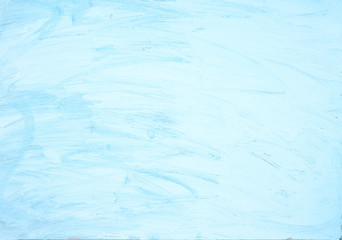Watercolor blue brush strokes background design on white   paper.Top  view , flat lay ,  copy space .