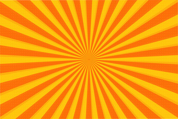 Orange Summer Abstract Comic Cartoon Sunlight Background. Vector Illustration.