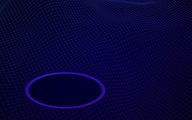 Abstract landscape on a blue background. Cyberspace grid. Mockup. hi tech network, technology. 3D illustration