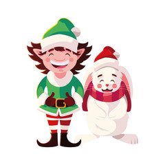 rabbit and elf in white background