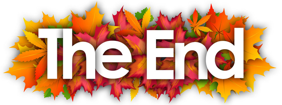 The End word and autumn leaves background Stock Illustration | Adobe Stock