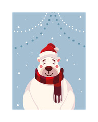 polar bear with hat and scarf