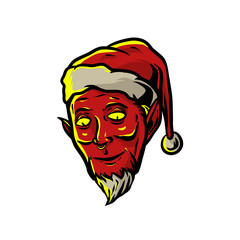 Devil santa claus vector illustration. Devil with santa hat. Satan christmas with beard mascot logo design. Evil christmas t-shirt design