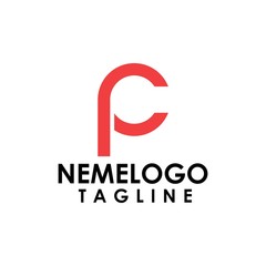 Red and black cp c p letter logo design creative