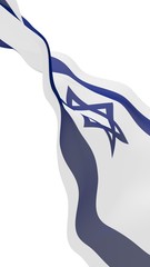 The flag of Israel. State symbol of the State of Israel. A blue Star of David between two horizontal blue stripes on a white field. 3d illustration