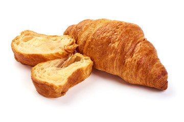 Traditional croissants, isolated on white background
