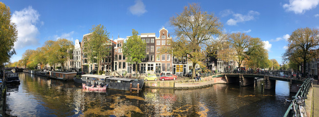 Panorama from a canal in Amsterdam