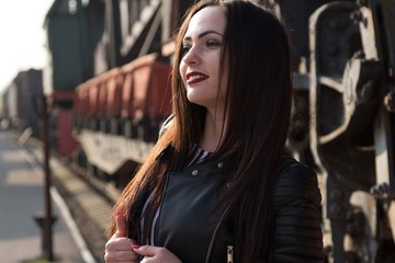 woman applying lipstick