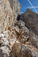 Steep narrow path towards Triglav peak