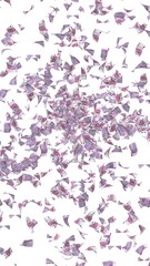 Flying euro banknotes isolated on a white background. Money is flying in the air. 500 EURO in color. 3D illustration