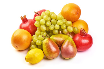 Naklejka na ściany i meble Mixed Fresh fruits, isolated on white background.
