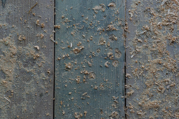  This is wooden shavings against the background of an old wooden floor.