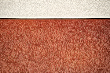 White and brown leather texture. close-up.
