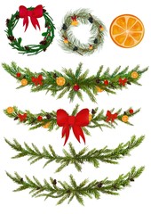 Christmas tree branch with toys set © Chilline