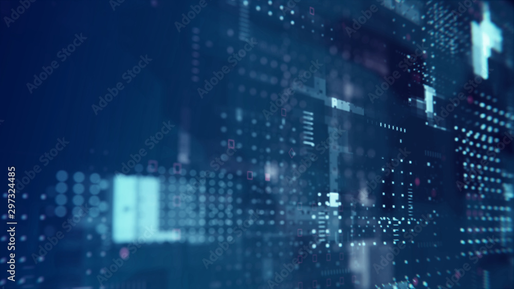 Poster 3d render. data technology abstract futuristic illustration . low poly shape