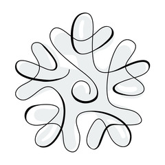 One line drawing abstract snowflake isolated on white. Modern continuous line art winter illustration, aesthetic contour. Minimalist design. Vector - 297324642