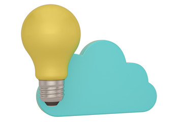 Light bulb and cloud Isolated on white background. 3d illustration