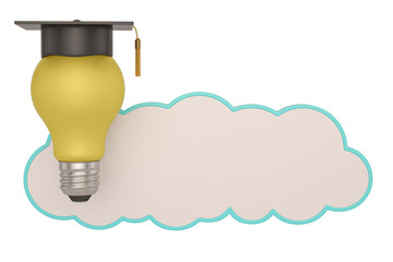 Light bulb and cloud Isolated on white background. 3d illustration