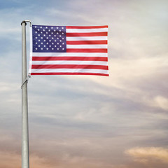 American flag in the sky