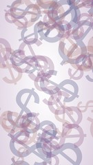 Gray translucent dollar signs on dark background. Gray tones. 3D illustration