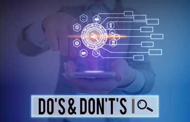 Writing note showing Do S And Don T S. Business concept for Confusion in one s is mind about...