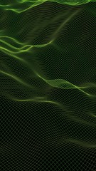 Abstract landscape background. Cyberspace green grid. hi tech network. 3D illustration