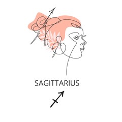 Zodiac sign Sagittarius. One line. Vector illustration in the style of minimalism. Continuous line.