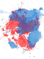 Red and blue watercolor background for a beautiful design of cards, letterheads, labels.