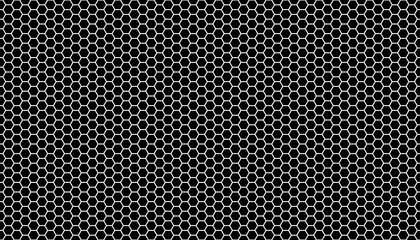 White honeycomb on a black background. Seamless texture. Isometric geometry. 3D illustration