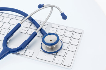 stethoscope and keyboard of a computer
