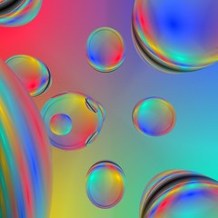 Colorful bubbles background. Abstract 3d rendering illustration with vibrant rainbow colors.