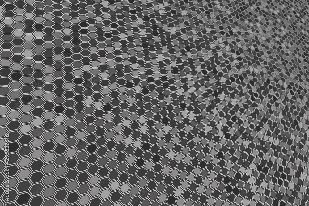 Poster abstract gray hexagonal background. hexagonal cell texture.