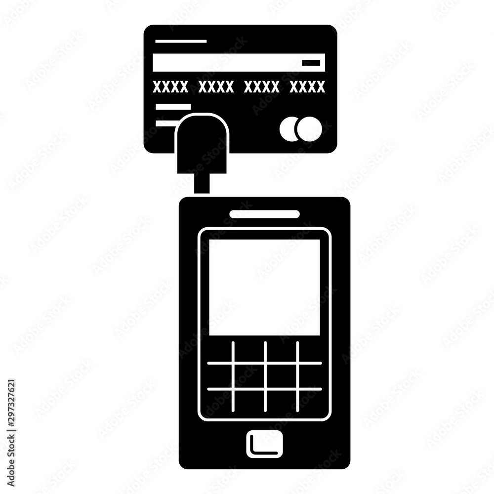 Poster credit card terminal icon. simple illustration of credit card terminal vector icon for web design is