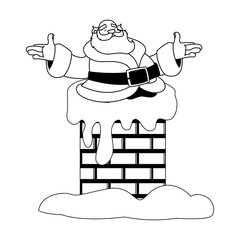 santa claus entering the chimney