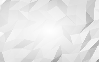 White abstract background. Lowpoly backdrop. Crumpled paper. 3D illustration