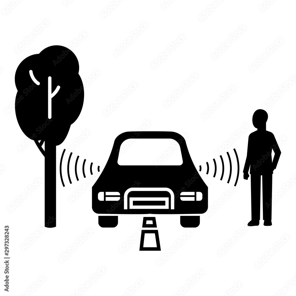Poster driverless car object detection icon. simple illustration of driverless car object detection vector 