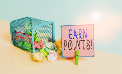 Text sign showing Earn Points. Business photo text collecting scores in order qualify to win big...