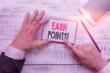 Text sign showing Earn Points. Business photo text collecting scores in order qualify to win big...