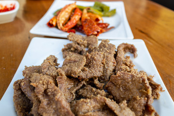 Liver frying pan (Edirne cigeri) Turkish traditional food